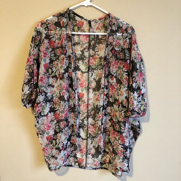 Metallic Sweaters - Women’s Light Floral Kimono, One size